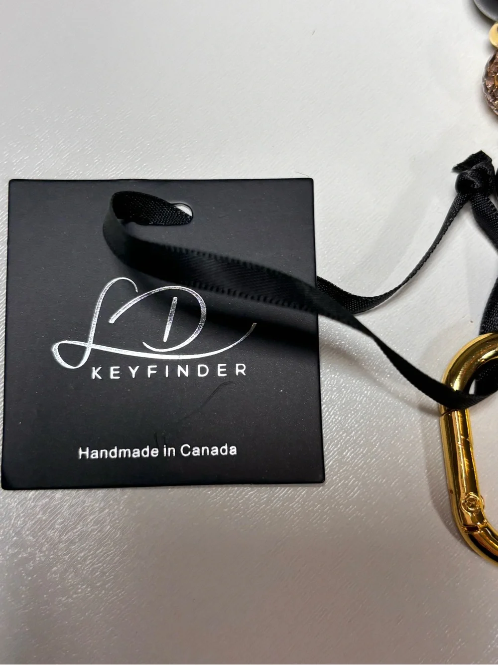 LD Keyfinder Golden Petunia Black Obsidian Gemstone Beaded Key Finder Bag Charm